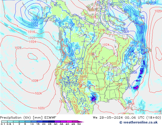 Z500/Rain (+SLP)/Z850 ECMWF mié 29.05.2024 06 UTC