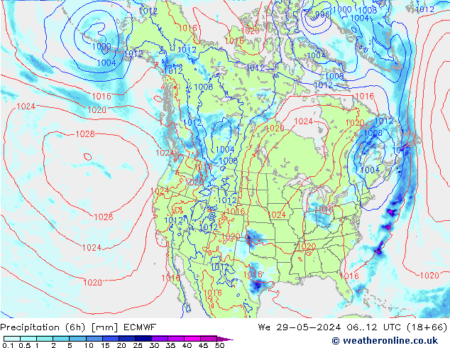 Z500/Rain (+SLP)/Z850 ECMWF mer 29.05.2024 12 UTC