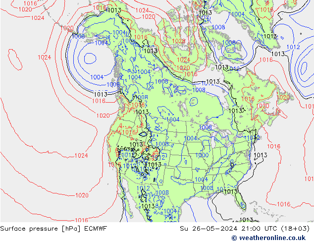 приземное давление ECMWF Вс 26.05.2024 21 UTC