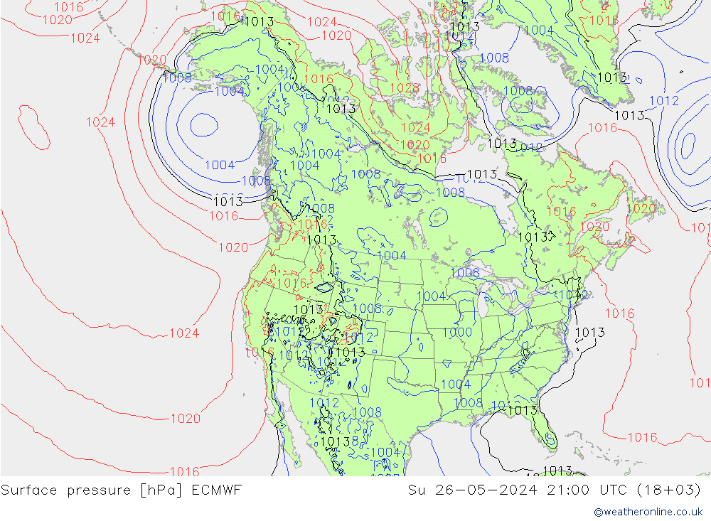 地面气压 ECMWF 星期日 26.05.2024 21 UTC