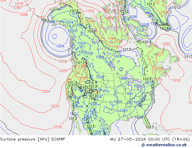 Bodendruck ECMWF Mo 27.05.2024 00 UTC