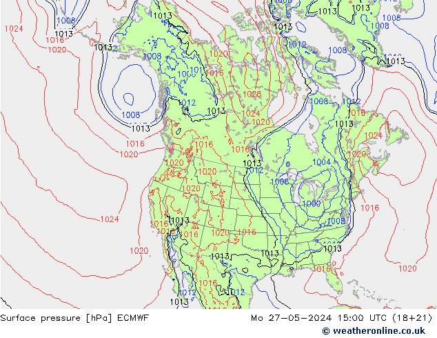 pressão do solo ECMWF Seg 27.05.2024 15 UTC