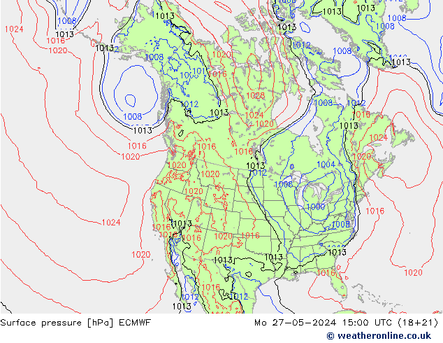 Pressione al suolo ECMWF lun 27.05.2024 15 UTC