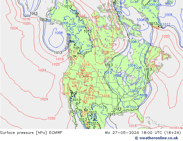 Surface pressure ECMWF Mo 27.05.2024 18 UTC