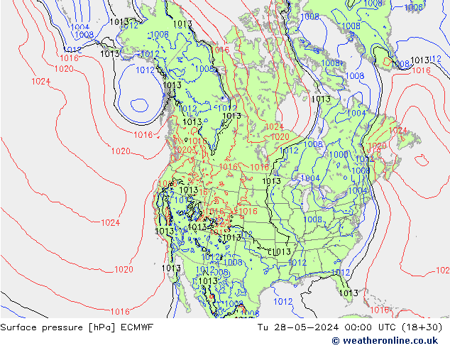 приземное давление ECMWF вт 28.05.2024 00 UTC