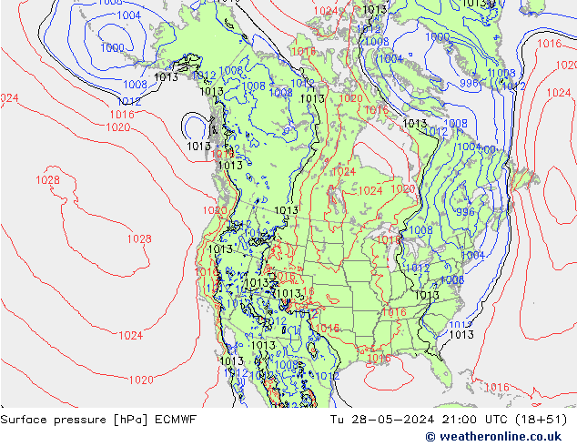 Surface pressure ECMWF Tu 28.05.2024 21 UTC