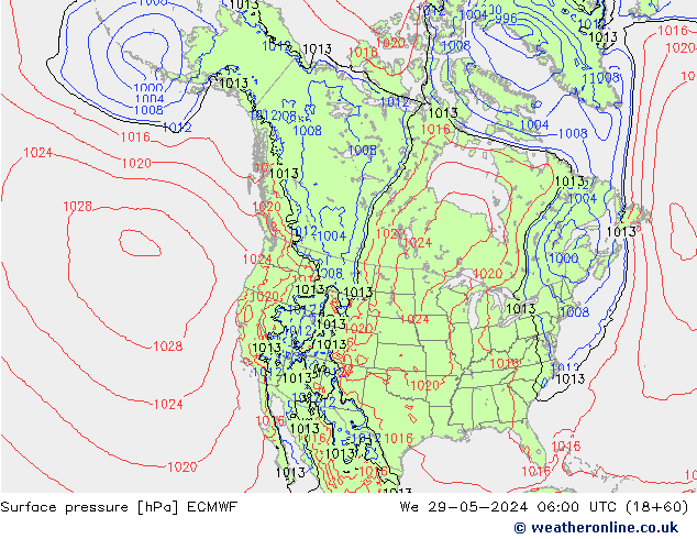 Surface pressure ECMWF We 29.05.2024 06 UTC