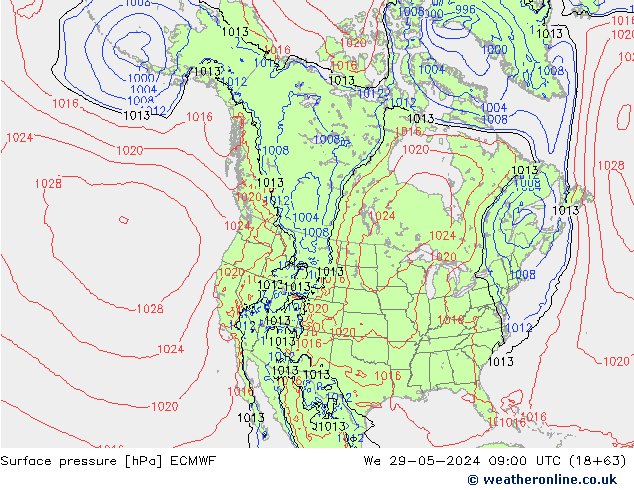 pressão do solo ECMWF Qua 29.05.2024 09 UTC