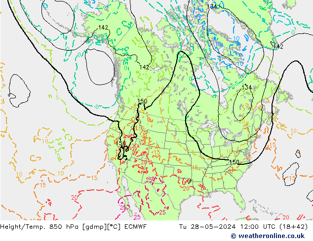 Z500/Rain (+SLP)/Z850 ECMWF Tu 28.05.2024 12 UTC