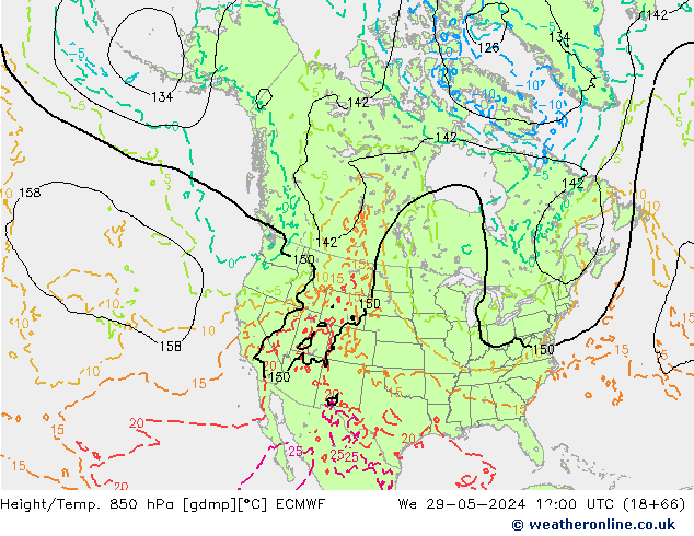 Z500/Rain (+SLP)/Z850 ECMWF mer 29.05.2024 12 UTC