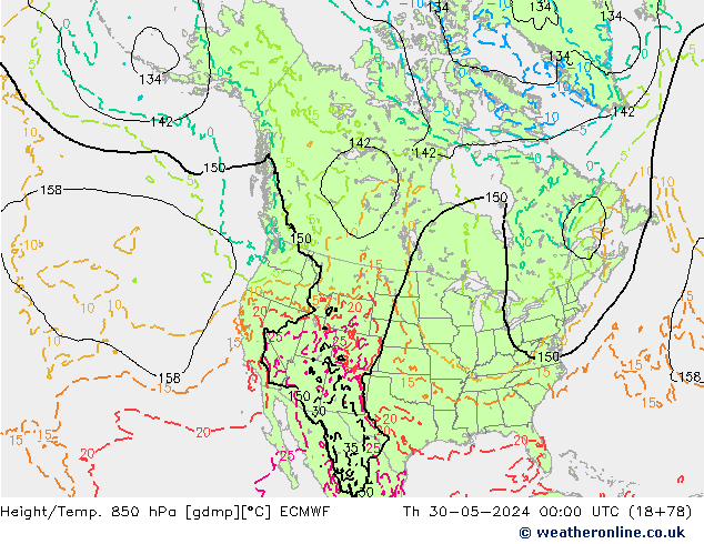 Z500/Rain (+SLP)/Z850 ECMWF  30.05.2024 00 UTC