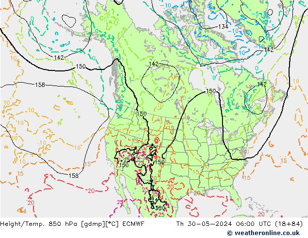 Z500/Rain (+SLP)/Z850 ECMWF gio 30.05.2024 06 UTC