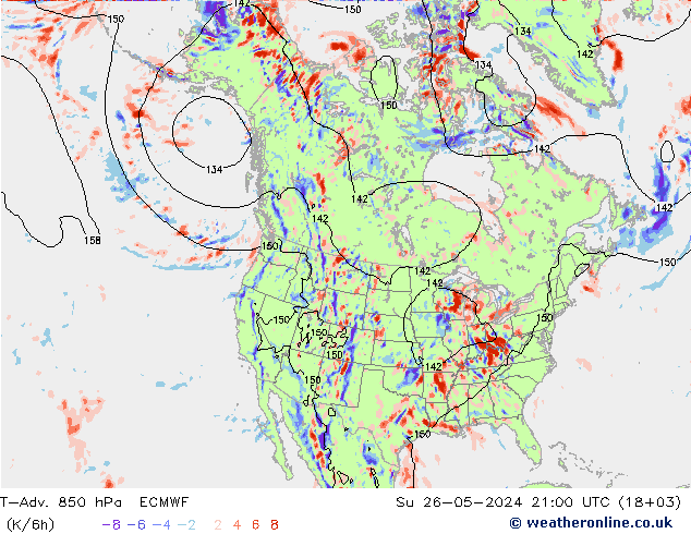 T-Adv. 850 hPa ECMWF So 26.05.2024 21 UTC