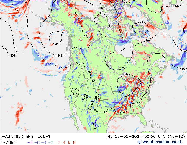 T-Adv. 850 hPa ECMWF Mo 27.05.2024 06 UTC