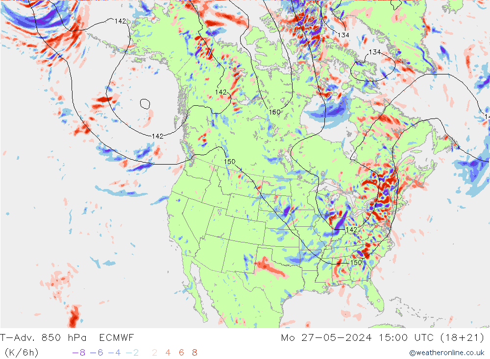 T-Adv. 850 hPa ECMWF lun 27.05.2024 15 UTC