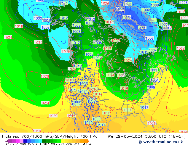 700-1000 hPa Kalınlığı ECMWF Çar 29.05.2024 00 UTC