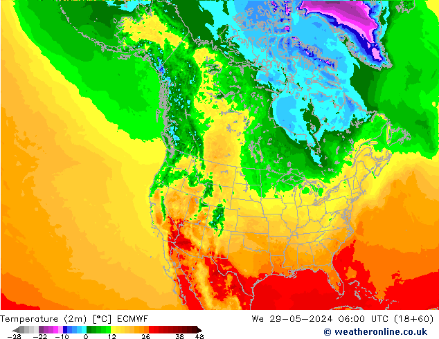 Temperatura (2m) ECMWF mié 29.05.2024 06 UTC