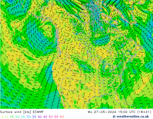 Surface wind ECMWF Mo 27.05.2024 15 UTC