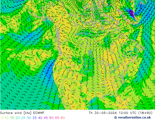 Surface wind ECMWF Th 30.05.2024 12 UTC