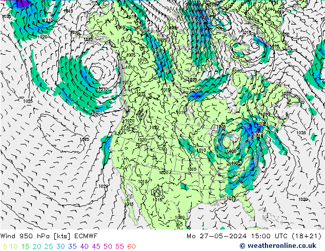 Wind 950 hPa ECMWF Po 27.05.2024 15 UTC