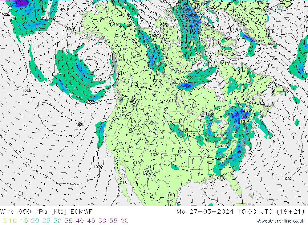 ветер 950 гПа ECMWF пн 27.05.2024 15 UTC