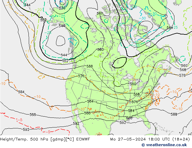 Géop./Temp. 500 hPa ECMWF lun 27.05.2024 18 UTC