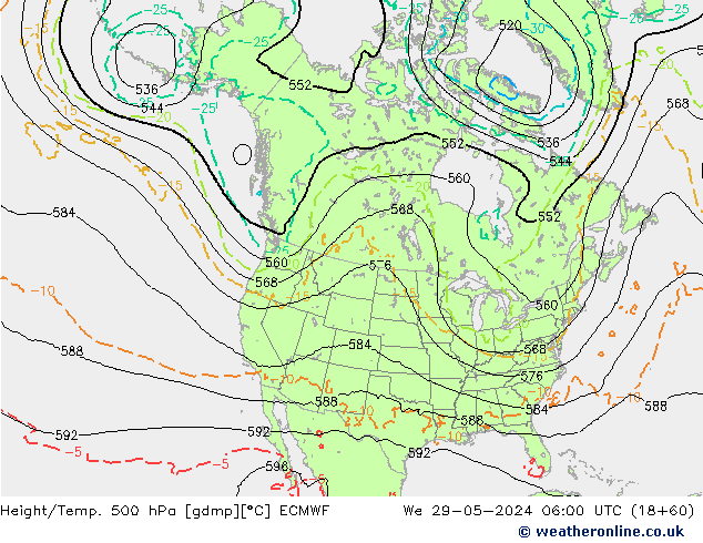 Z500/Rain (+SLP)/Z850 ECMWF śro. 29.05.2024 06 UTC