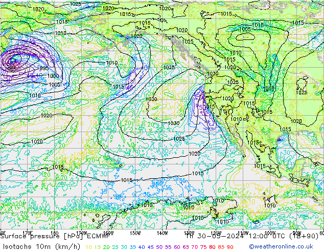 Eşrüzgar Hızları (km/sa) ECMWF Per 30.05.2024 12 UTC