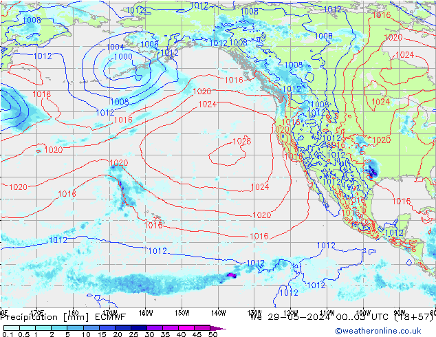 Precipitazione ECMWF mer 29.05.2024 03 UTC