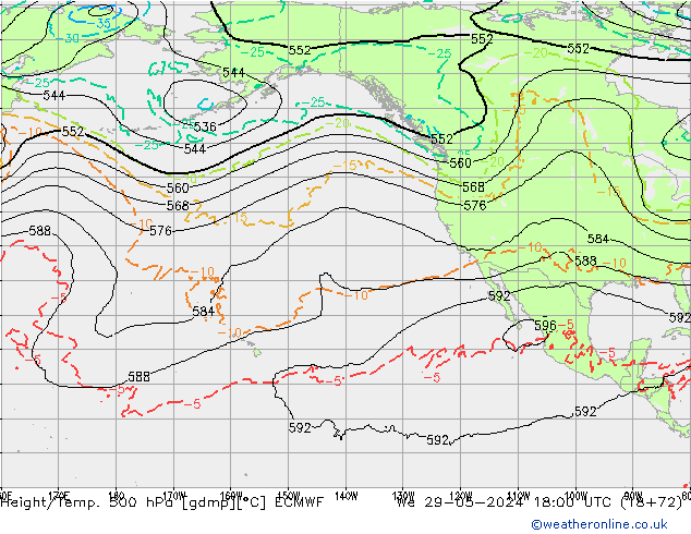 Height/Temp. 500 гПа ECMWF ср 29.05.2024 18 UTC