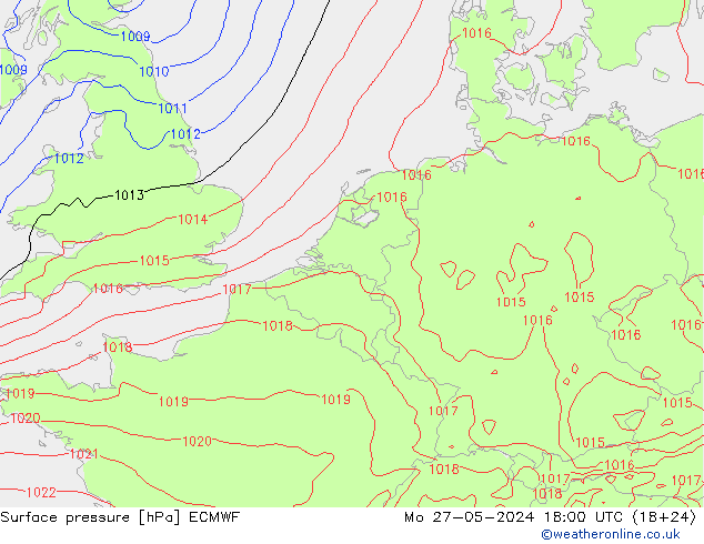 Bodendruck ECMWF Mo 27.05.2024 18 UTC