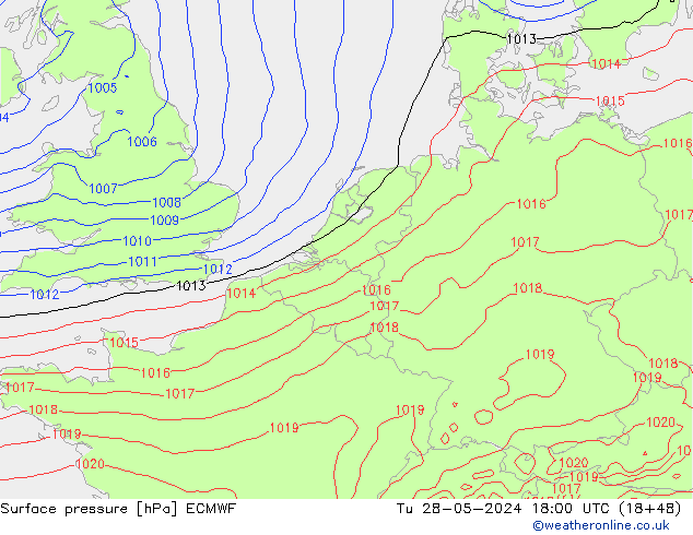 pressão do solo ECMWF Ter 28.05.2024 18 UTC