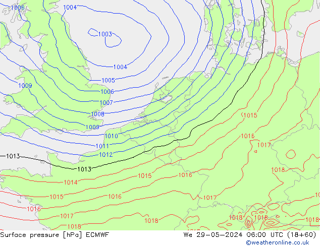 приземное давление ECMWF ср 29.05.2024 06 UTC