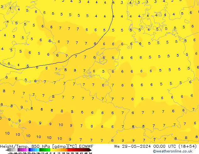 Z500/Rain (+SLP)/Z850 ECMWF ср 29.05.2024 00 UTC