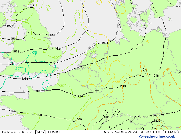 Theta-e 700hPa ECMWF  27.05.2024 00 UTC