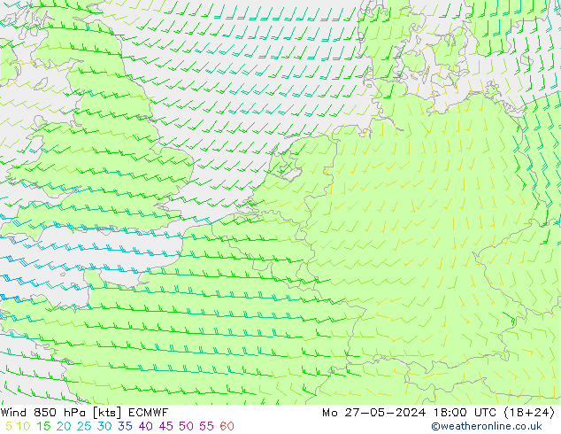 Wind 850 hPa ECMWF ma 27.05.2024 18 UTC