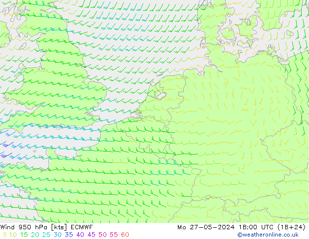 Wind 950 hPa ECMWF ma 27.05.2024 18 UTC