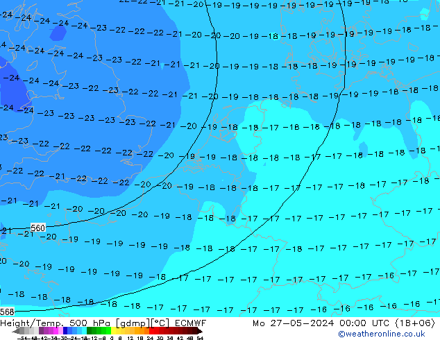 Z500/Rain (+SLP)/Z850 ECMWF Seg 27.05.2024 00 UTC