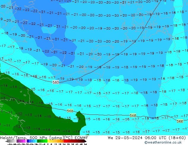 Z500/Rain (+SLP)/Z850 ECMWF We 29.05.2024 06 UTC