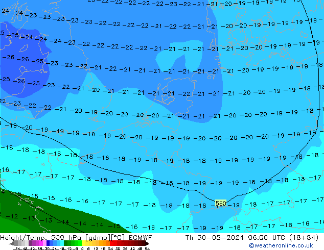 Height/Temp. 500 hPa ECMWF  30.05.2024 06 UTC