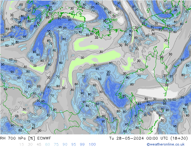 RV 700 hPa ECMWF di 28.05.2024 00 UTC