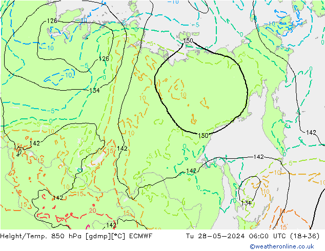 Z500/Rain (+SLP)/Z850 ECMWF  28.05.2024 06 UTC