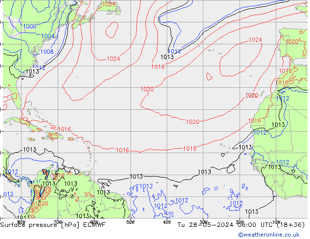 Pressione al suolo ECMWF mar 28.05.2024 06 UTC