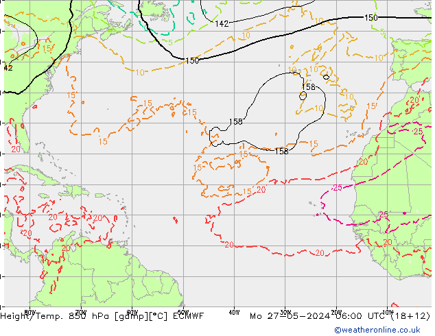 Z500/Rain (+SLP)/Z850 ECMWF Mo 27.05.2024 06 UTC