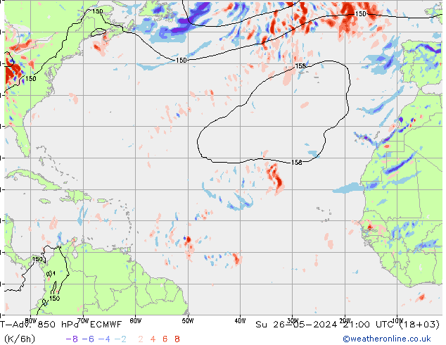 T-Adv. 850 hPa ECMWF Dom 26.05.2024 21 UTC