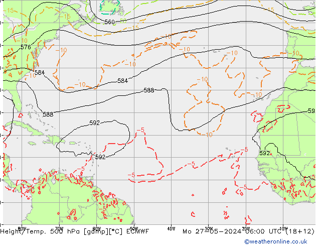 Z500/Rain (+SLP)/Z850 ECMWF Mo 27.05.2024 06 UTC