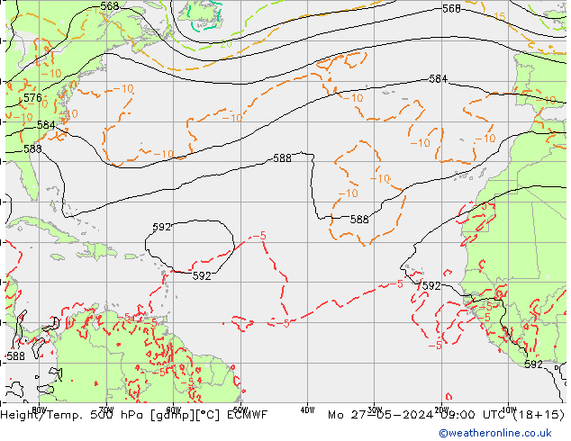Geop./Temp. 500 hPa ECMWF lun 27.05.2024 09 UTC