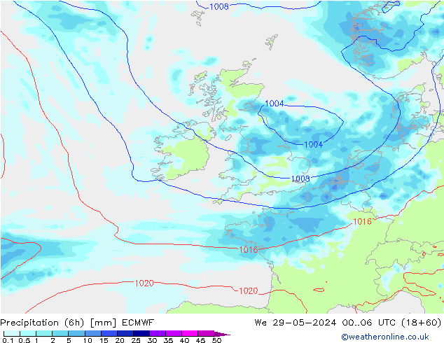 Z500/Regen(+SLP)/Z850 ECMWF wo 29.05.2024 06 UTC