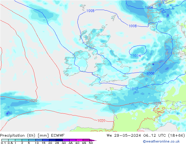 Z500/Rain (+SLP)/Z850 ECMWF mer 29.05.2024 12 UTC