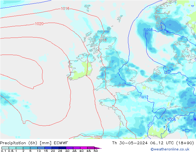 Z500/Yağmur (+YB)/Z850 ECMWF Per 30.05.2024 12 UTC